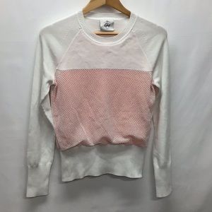 Brooks Brothers white and orange cream fine-gauge sweater